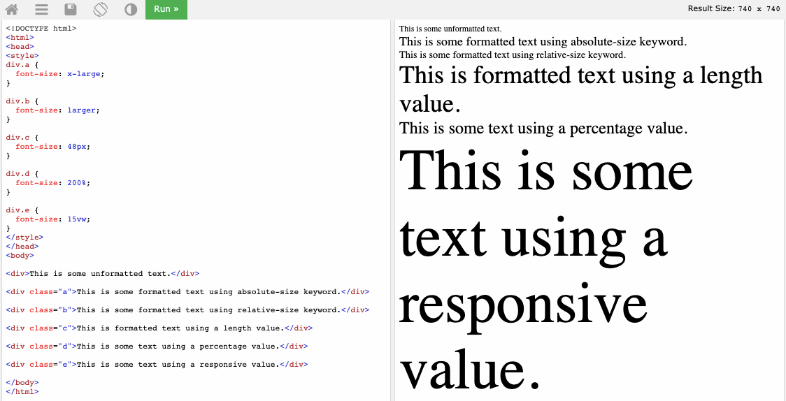 change letter size css